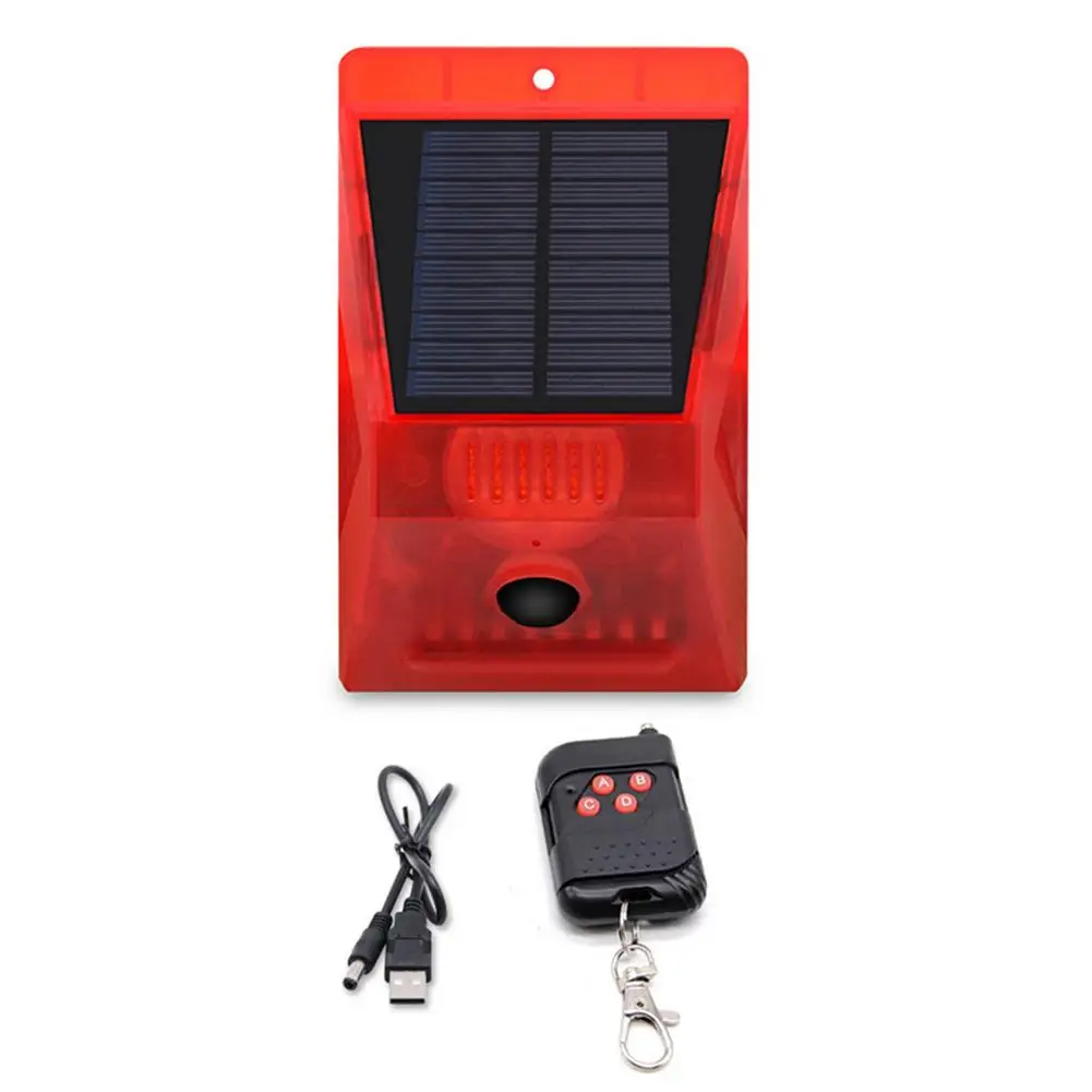 Solar Strobe Light With Motion Detector Solar Alarm Light With Remote Controller 129db Security Siren Light IP65 Waterproof