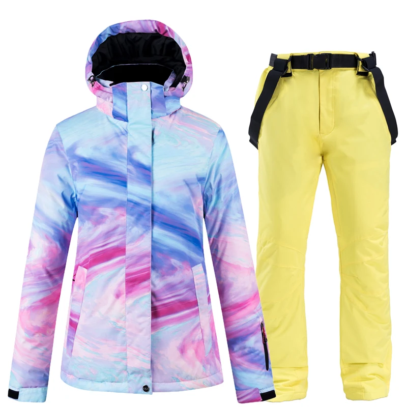 2019 Fashion Windproof Colorful  Snow Ski Suit Women Waterproof  Breathable Climbing Sking Jacket Winter Snowboarding Ski Suit