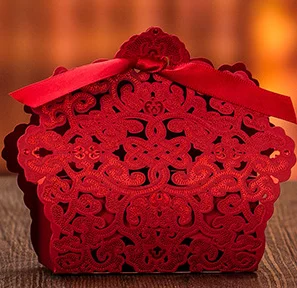 10X Laser Cut Candy Box Hollow Lace Flower Navy White/Gold/Red/blue DIY favor box wedding candy gift bag favour box baby shower