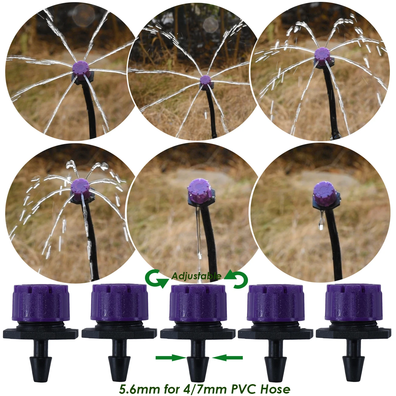 50-800PCS Garden 4/7mm Hose Drip Irrigation Dripper Adjustable Nozzle 1/4\'\' Watering Sprinkler Emitter Lawn Flower Greenhouse