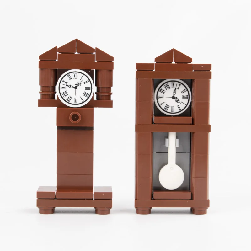 City MOC Small Particle Building Block Decoration Seat Clock Pendulum Clock Small Scene Gift Toy