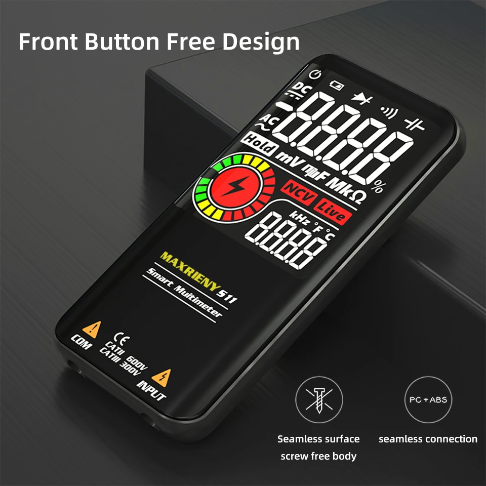 جهاز رقمي متعدد من MAXRIENY طراز A10 S11 9999 مكثف فولتي يعمل بالتيار المتردد ذكي تيار مستمر بقدرة أوم صمام ثنائي NCV هرتز جهاز اختبار DMM مع بطارية قابلة للشحن