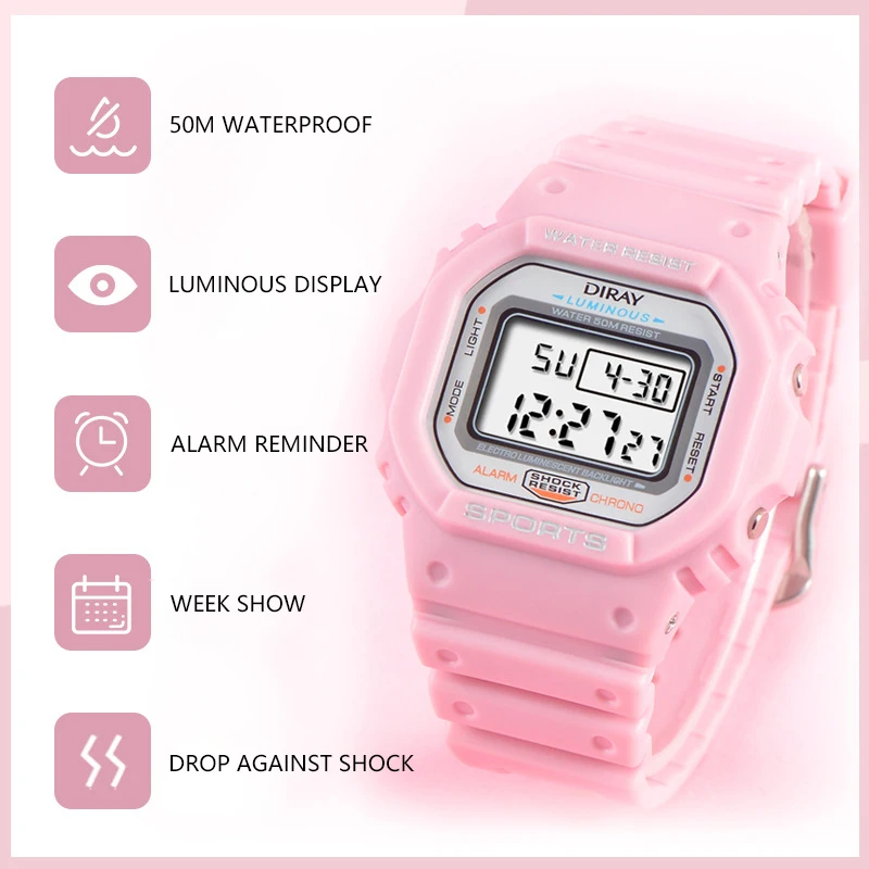 UTHAI CE75 Unicorn Watch Female Student Simple Trend Girl Waterproof 50m Digital Watch