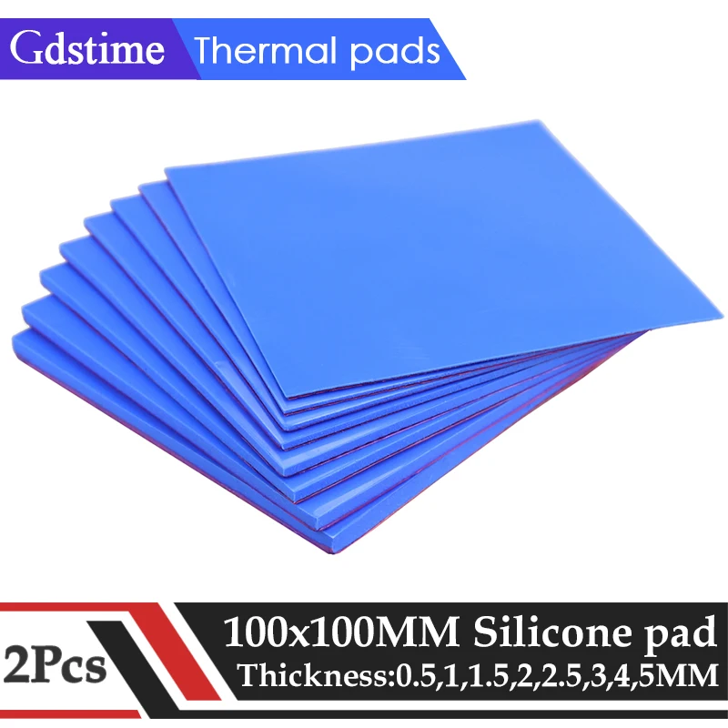 2Pcs 100*100mm 0.5mm 1mm 2mm 3mm 4mm 5mm CPU Heatsink Pad Combination Thermal Conductive Silicone Pad For Laptop IC GPU VGA Card