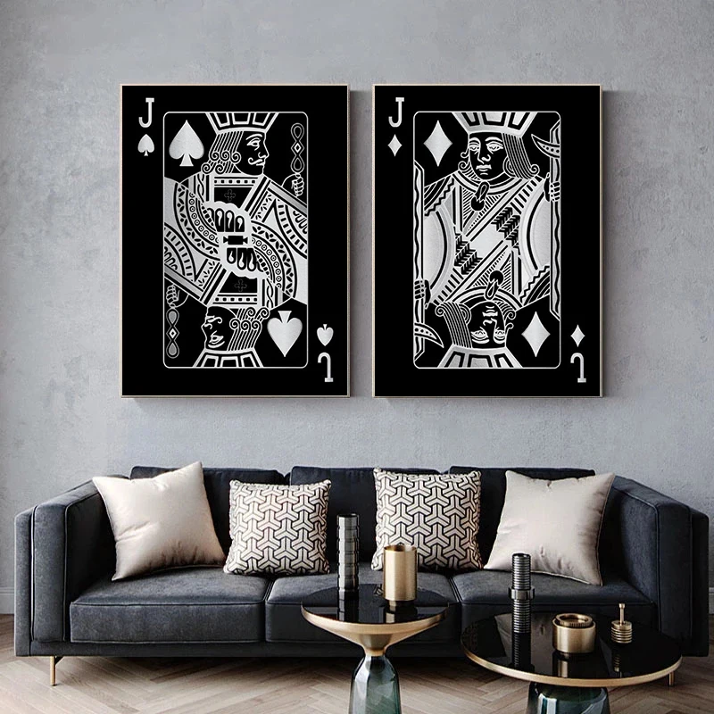 Vintage Poker Playing Cards Canvas Painting Retro Posters and Prints Wall Art Bar Pub Casino Decoration Pictures for Home Decor