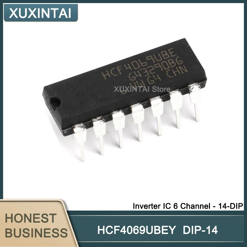 10Pcs/Lot  New Original HCF4069UBEY HCF4069UBE Inverter IC 6 Channel - 14-DIP