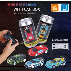 Controle remoto Mini RC Car, carro de corrida a pilhas, PVC Cans Pack Machine, Drift-Buggy Bluetooth, Brinquedo controlado por rádio para criança, 1:58