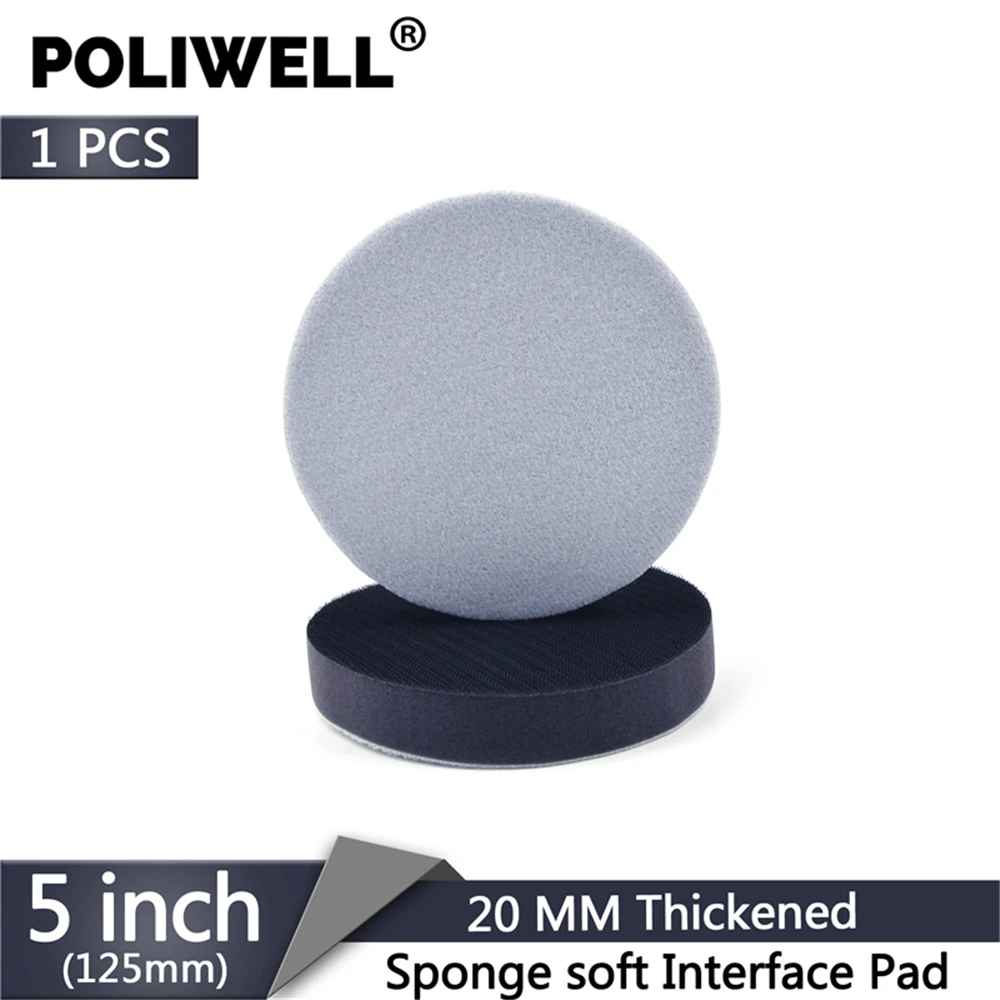 

POLIWELL 5 Inch 125 mm Thickened Soft Sponge Interface Pad for Hook and Loop Sanding Disc Backing Buffering Pads (20MM Thick)