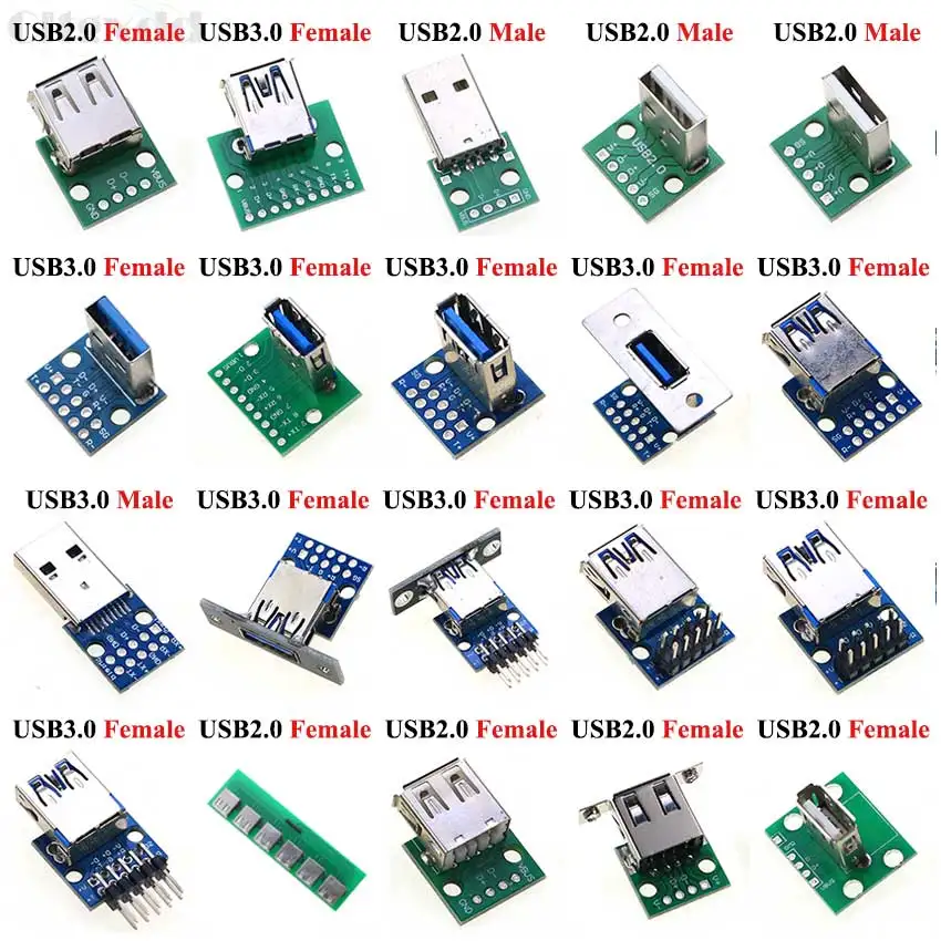 

Cltgxdd 1PCS Type A Male Female USB To DIP 2.54mm PCB Connector USB 2.0 3.0 PCB Board Connector USB PCB Socket USB Connector