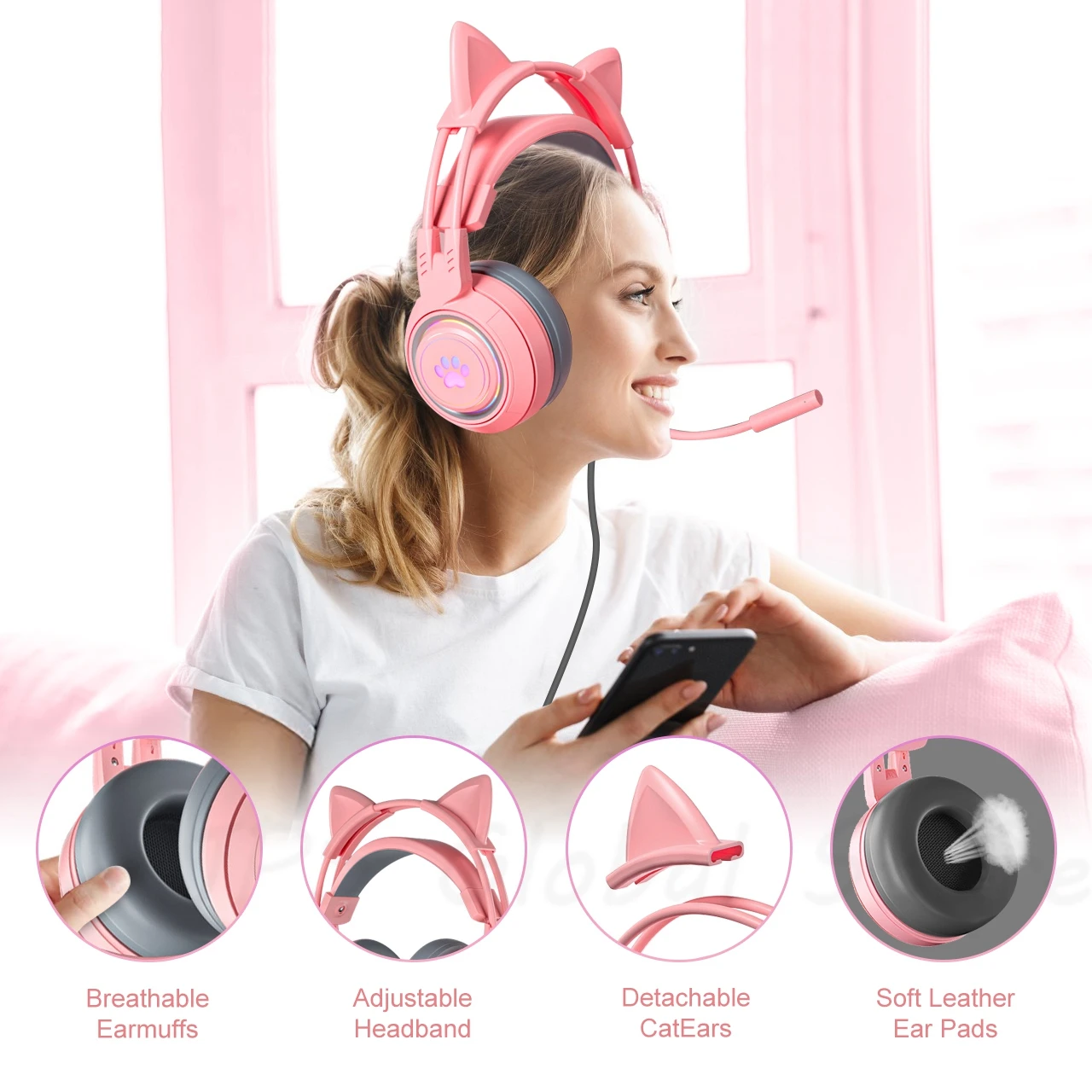 Para ps4 gamer fone de ouvido com microfone 3.5mm jack cancelamento de ruído gaming headset estéreo baixo para o telefone/pc xbox gamer meninas presentes