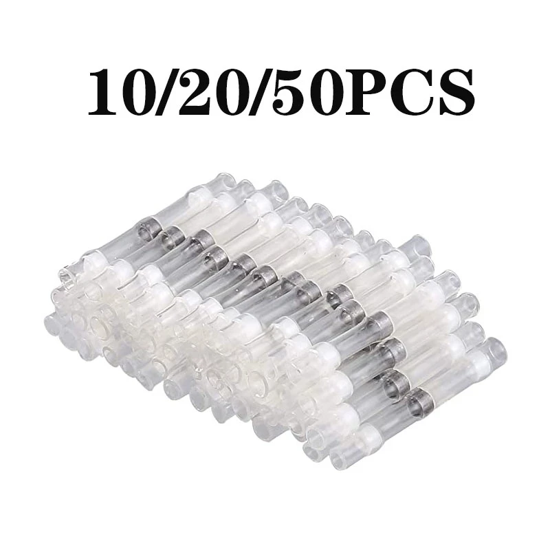 10/50 PCS Solder Seal Wire Connectors- Heat Shrink Solder Butt Connectors - Automotive Marine Insulated- Solder Connector Kit