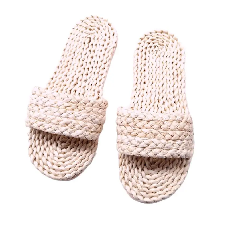 Jarycorn Cosplay Summer Hand-Woven Straw Sandals Unisex Home Couple Indoor Shoes Casual Fashion And Comfortable