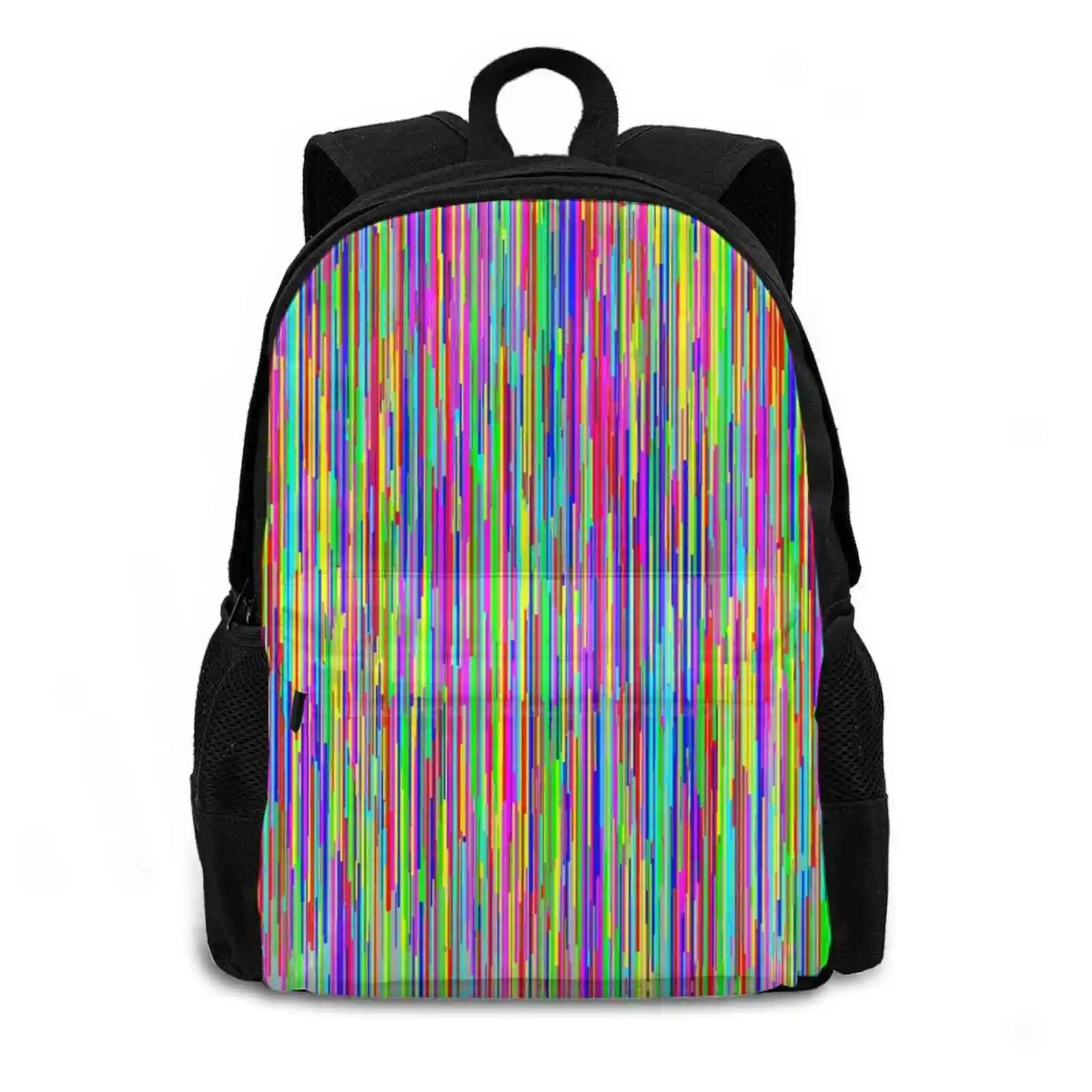 Vertical New Arrivals Unisex Bags Student Bag Backpack Abstraction Blue Color Yellow Pattern Darkgray Art Red Design Magenta