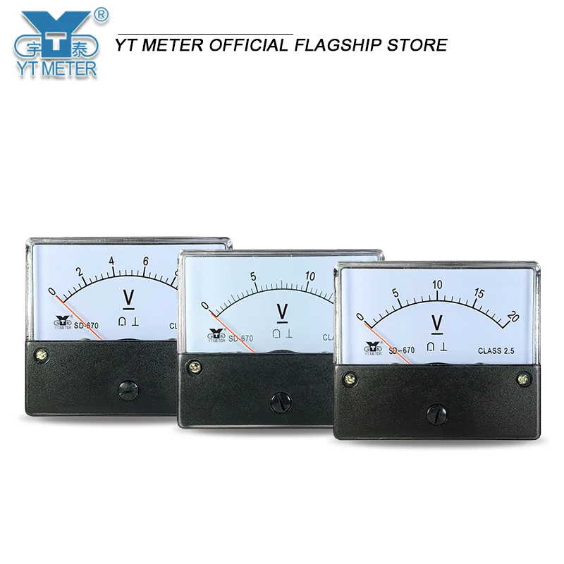 Sd670 DC voltmeter 5V 10V 15V 20V 30V 50V 75V 100V 150V 200V 250V 300V pointer voltage size 60 * 70mm measuring positive and neg