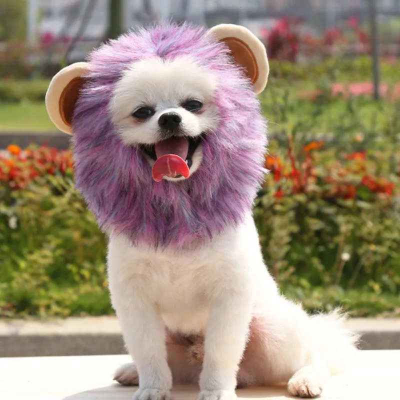 Pet Dog Lion Mane Wig Hair Christmas Dog Wig Hair Costume Fancy Dress Halloween Gift Cosplay Funny Hat Cap Pet Cute Dress