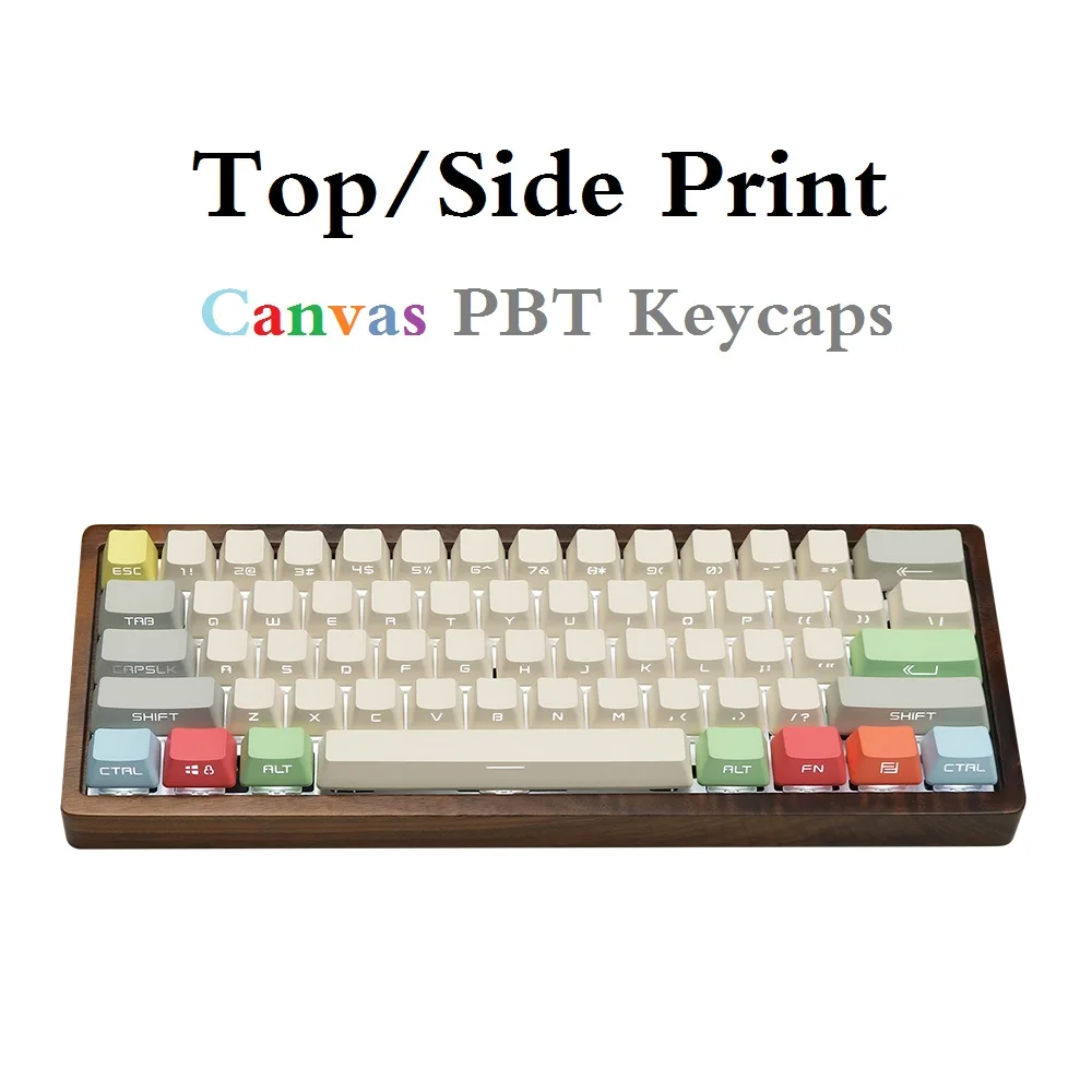 Canvas Light transmission Keycaps Side/Top Print 61 64 87 Key Double Shot Custom PBT OEM Profile For Backlit Mechanical Keyboard