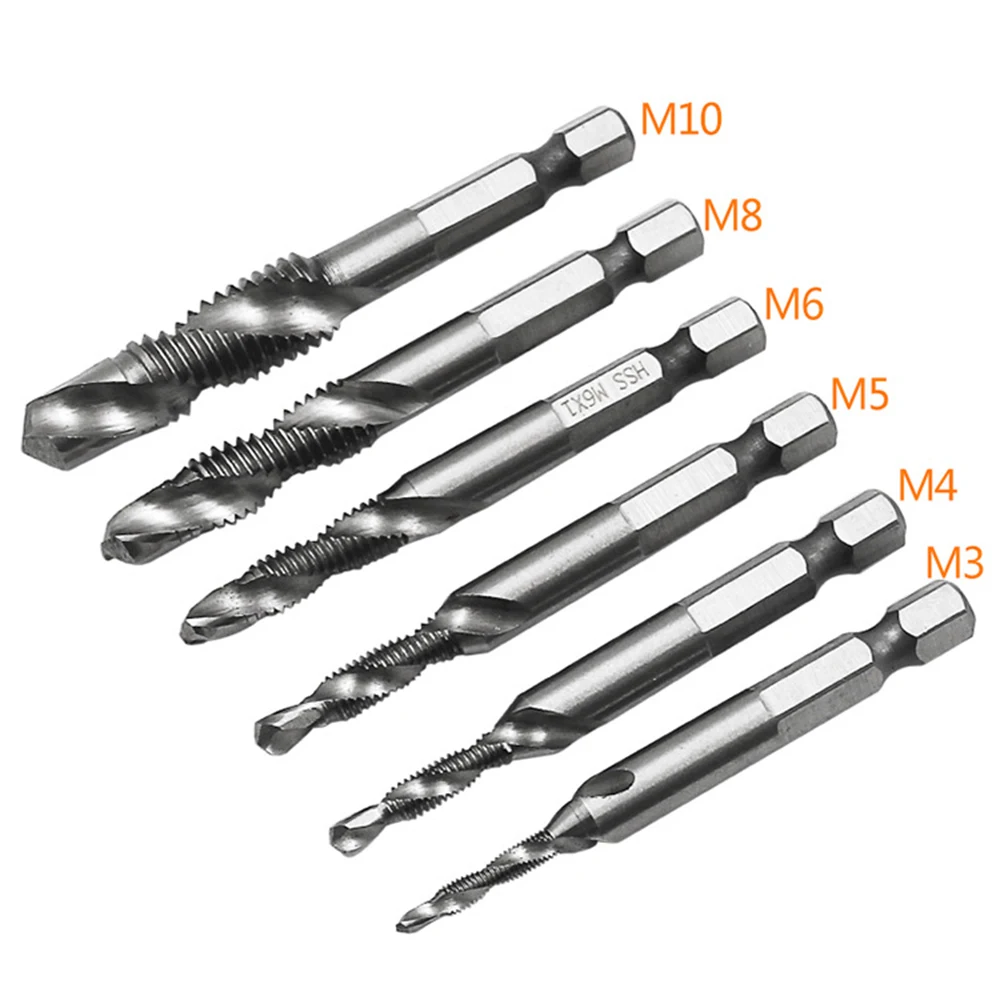 Brocas de tornillo de piezas para carpintería, 6 M3-M10, HSS 4341, broca de combinación métrica, acero de alta velocidad, titanio