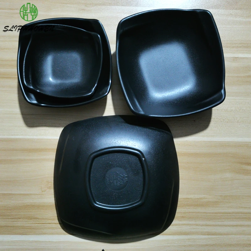 4/5/6/7 Inch Black Frost Square Soup Bowl Restaurant Hotel Tableware A5 Melamine Ware Imitation Porcelain Dinnerware