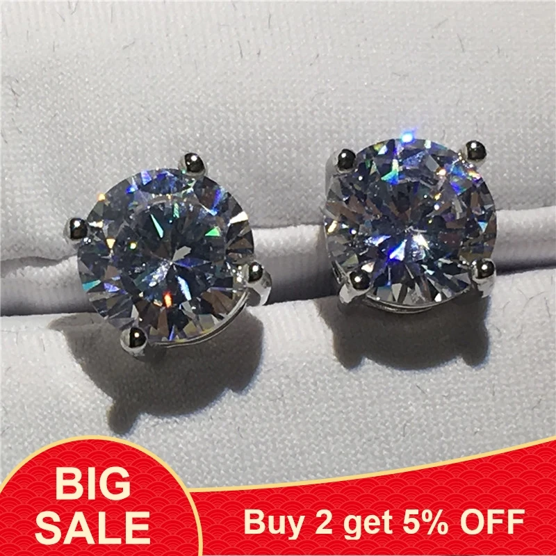 Fashion Tennis Earrring 9mm AAAAA zircon cz 925 sterling silver Engagement Wedding Stud Earrings for women men Jewelry