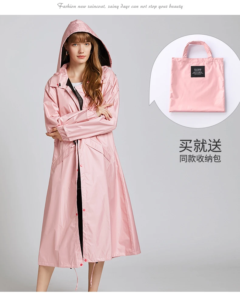 Fashion Long Raincoat  Women Waterproof Windproof Hood Ladies Raincoat Rain Cover With Hood and Multicolor Pattern