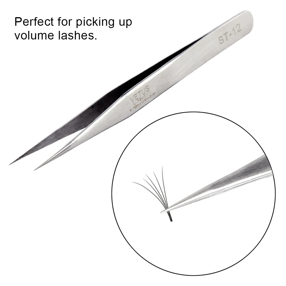 VETUS Lashes Stainless Steel Tweezer Eyelash Extension Tweezers Volume Non-magnetic Individual Eyelashes Pincette Makeup Tool