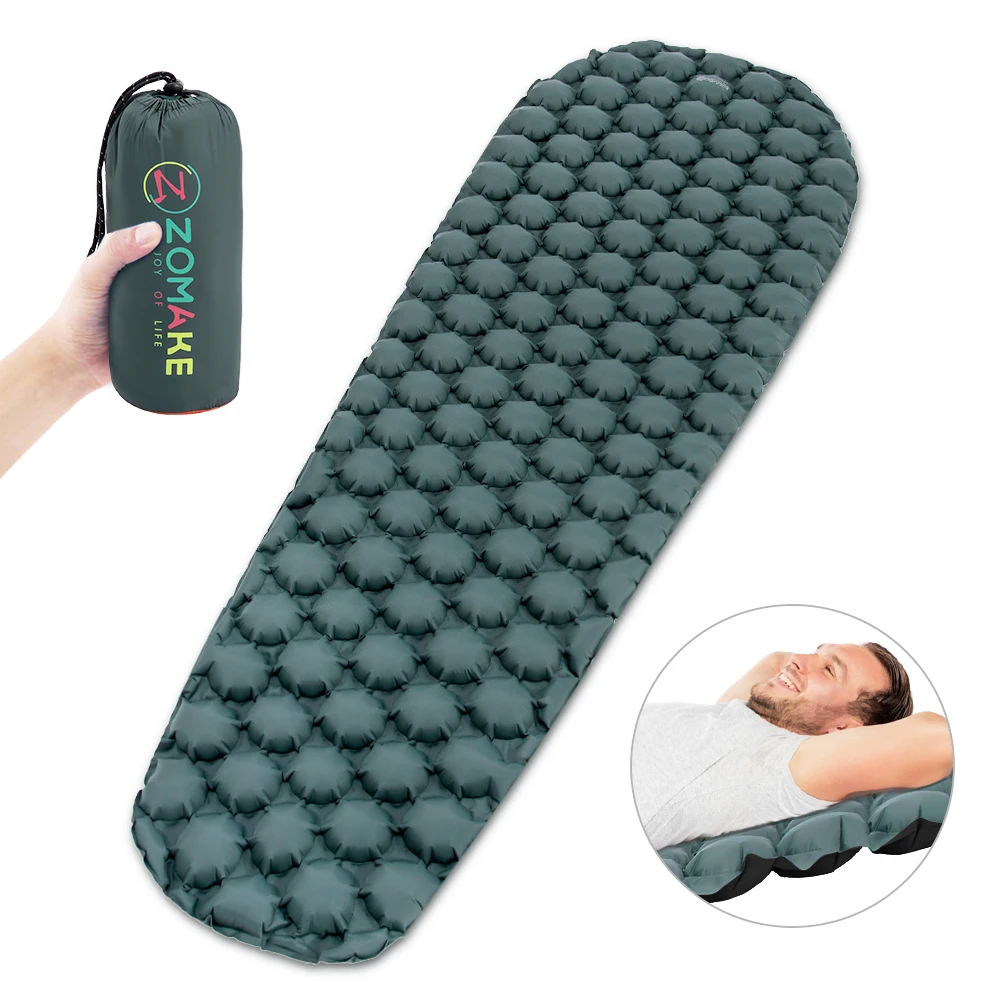 Zomake Inflatable bed mattress ultralight sleeping pad fast filling air mat bed sleeping trekking hiking camping mattress Single