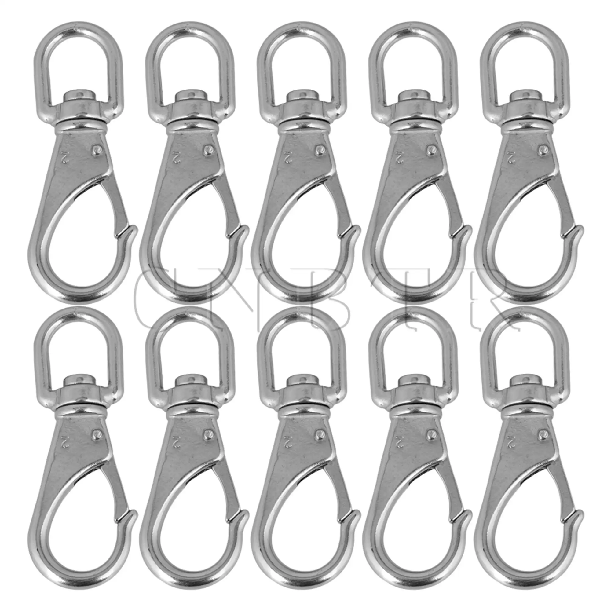 

CNBTR 10pcs Silver Swivel Spring Snap Hook M6 304 Stainless Steel