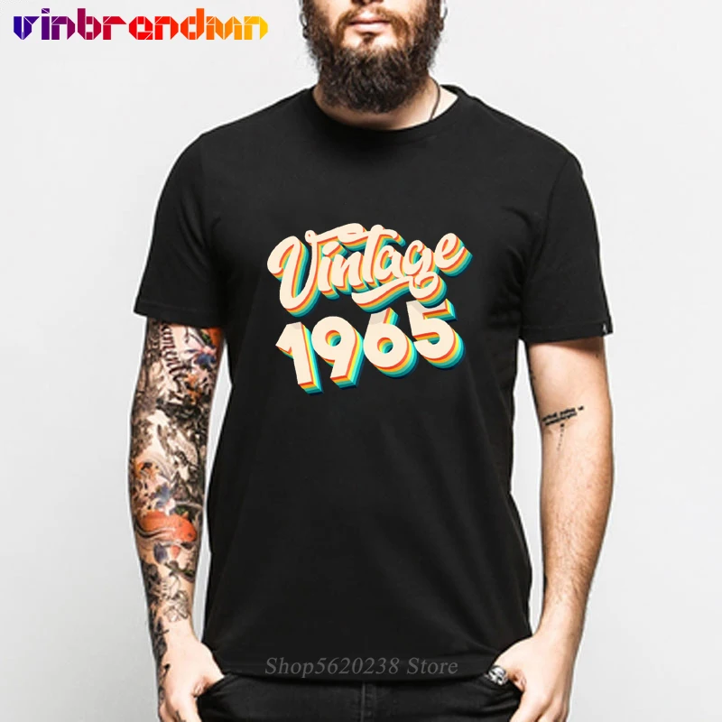 Vintage 1965 men's T shirt Thanksgiving gift Father's day T-shirt 56th years Birthday tshirt Classic Retro 50s Clothes cotton