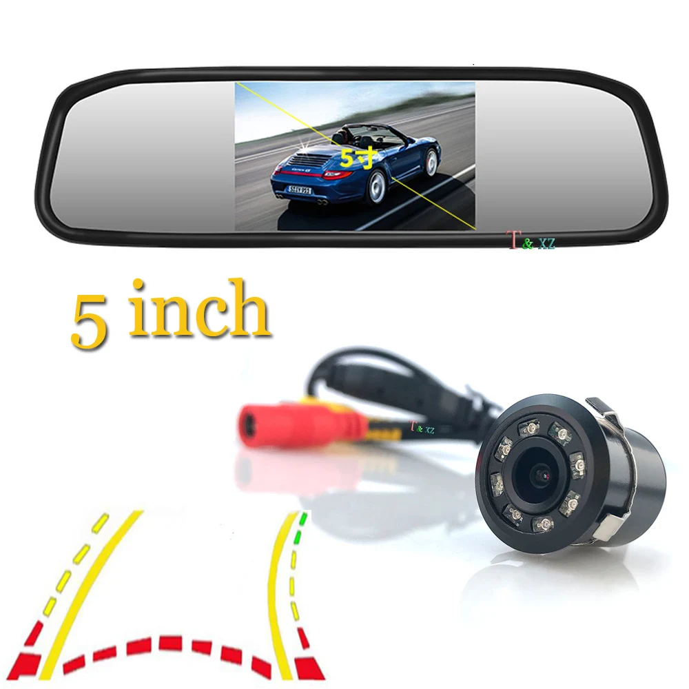 

5 Inch Car Monitor Auto Parking Assistance Night Vision Intelligent Dynamic Trajectory Parking Line Car Reverse Backup Camera