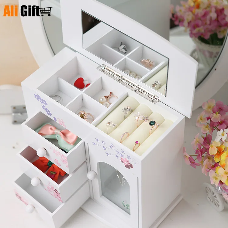 

New Fashion Wooden Jewelry Storage Boxes Creative Home Decoration Large Capacity Jewelry Boxes Accessories Earrings Organizers