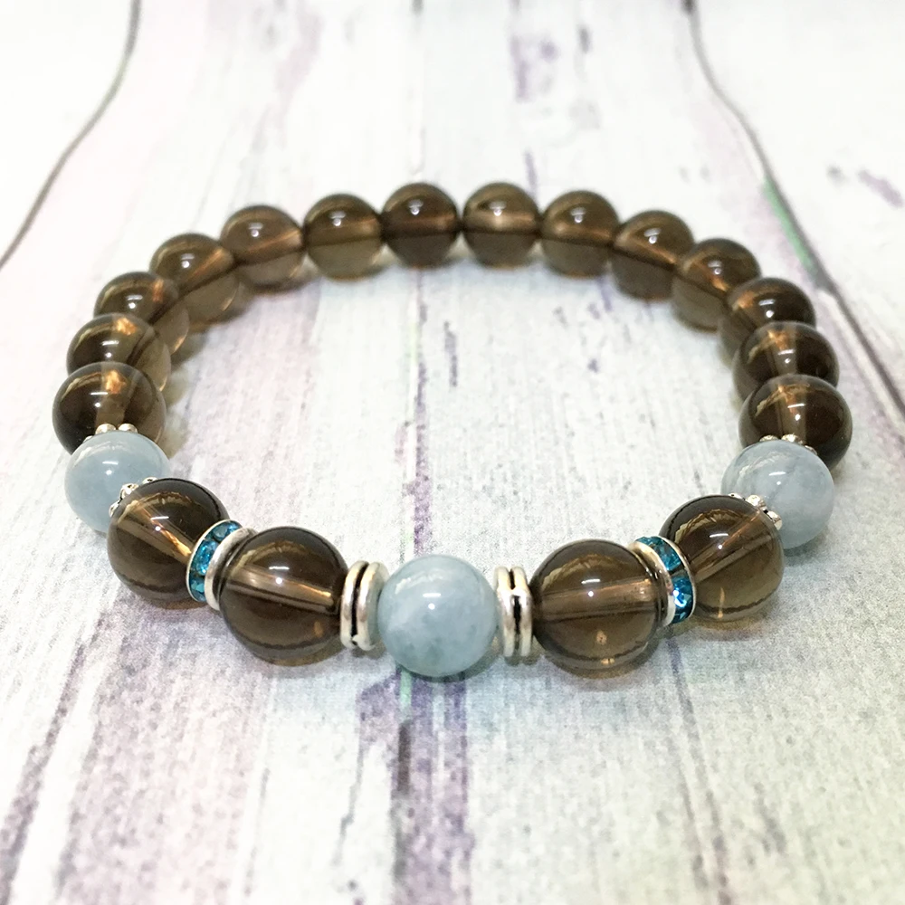 MG0612 New Design A Grade Smokey Quartz Energy Bracelet High Quality Natural Aquamarine Bracelet Emotion Elimination Bracelet