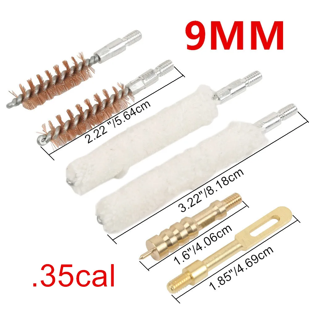 Gun Cleaning Rod Brush Head Kit .30cal 7.62mm .22cal 5.56mm .35cal 9mm Rifle Pistol Cleaning Tool 6pcs