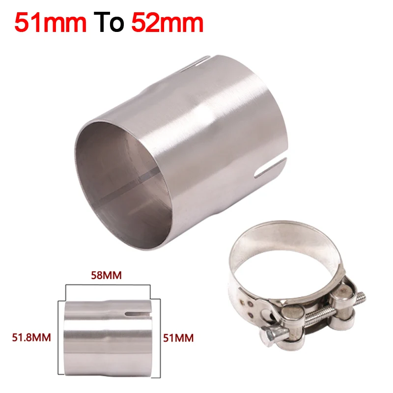 Universal Motorcycle Exhaust Adapter Transfer 51MM To 52MM 54MM 56MM 58MM 62MM 64MM Stainless Steel Reducer Tube Bike Link Pipe