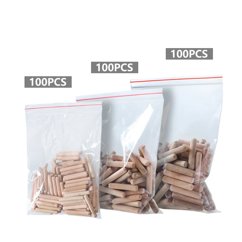 Pasadores de madera redondos estriados, varillas de 40-50mm para carpintería, juntas de cajón de armario, accesorios para muebles, M6/100, 8/10 unids/set