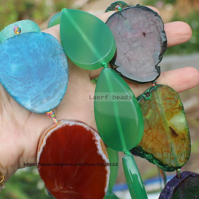 Big 30-70mm Smooth /Faceted Irregular Multicolor Agate Beads , For DIY Jewelry making，Necklace , Bracelet，Pendants ！