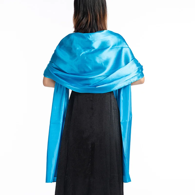 Vestido de noche largo de satén para mujer, bufanda protectora para cuello, pañuelo para la cabeza, capa fina con borlas para fiesta, chal cálido,