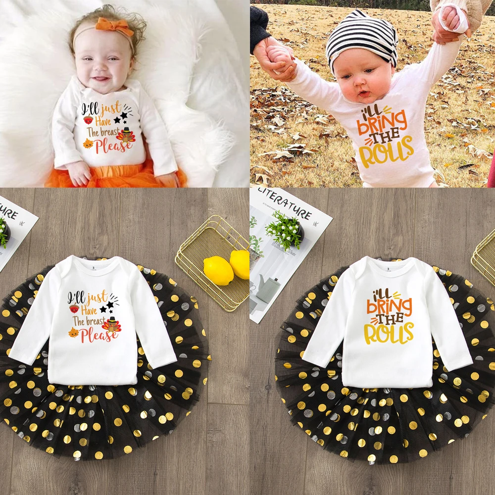 

I'll Just Have The Breast Please Thanksgiving +tutu Ser Turkey Funny Fall Baby Breastfeeding Clothese Set 0-24m