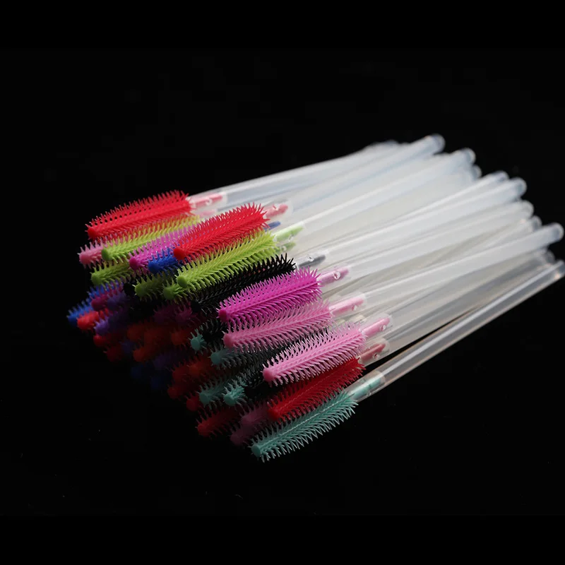 50Pcs/set Disposable Silicone Gel Eyelash Brush Comb Mascara Wands Eye Lashes Extension Tool Professional Beauty Makeup Tools