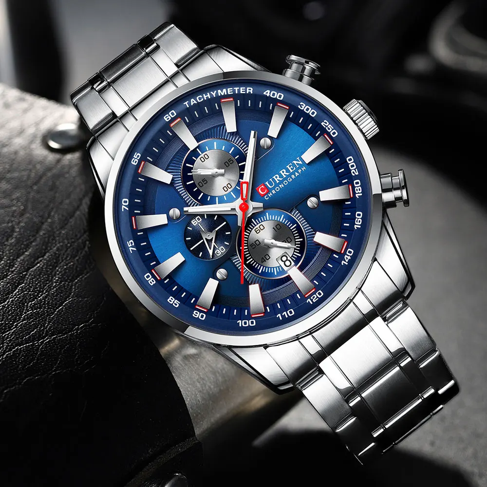 CURREN Neue Herren Uhren Quarz Business Wasserdichte Uhr Mann Uhren Top Marke Luxus Armbanduhr Männer Chronograph Reloj Hombre – Detail 15