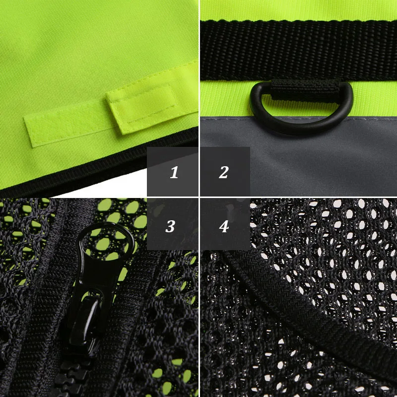 Hi Vis Reflective Safety Vest Mesh Summer Waistcoat Jacket Vest With Mulit Pockets Cargo Workwear Men Protect Warning Vest