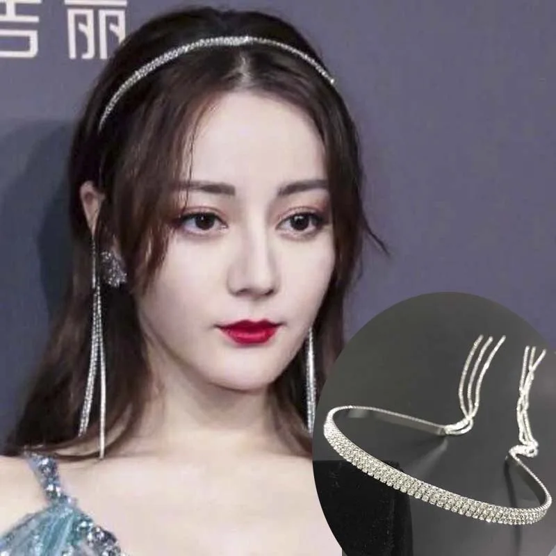 Fashion personality tassel headband simple diamond hairhoop temperament water drill headband