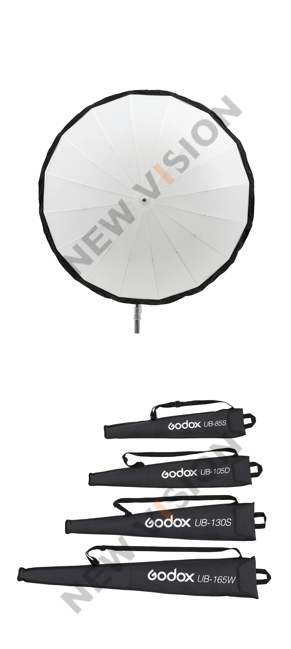 Godox UB-130D 51in 130cm Wit Parabolic Reflective Transparant Soft Umbrella Studio Light Umbrella met Black Silver Diffuser Cover (UB-130D