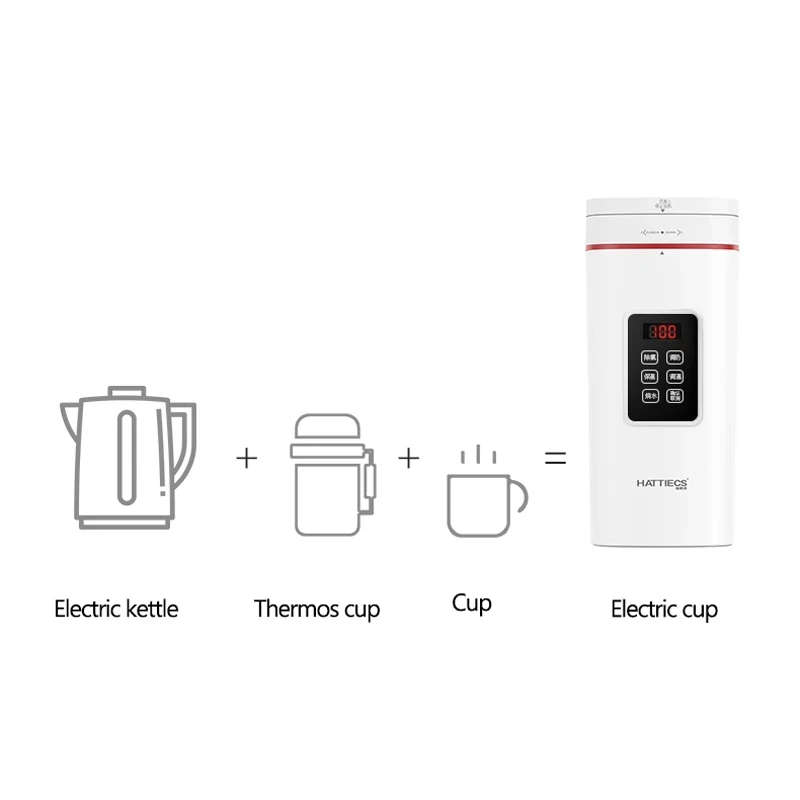 HATTIECS Smart Portable Electric Kettle 220V Fast Heating Water Boiler 304 Stainless Steel 500ML Coffee Tea Kettle For Travel