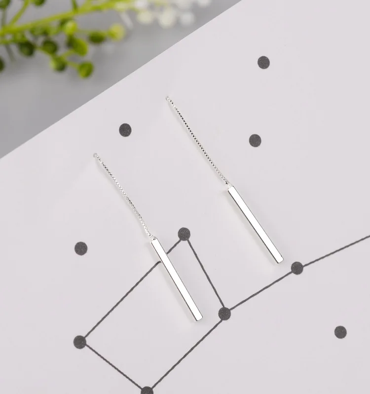 100% 925 Sterling Silver Long Drop Earrings for Women Wedding Party Gifts Sterling-silver-jewelry pendientes