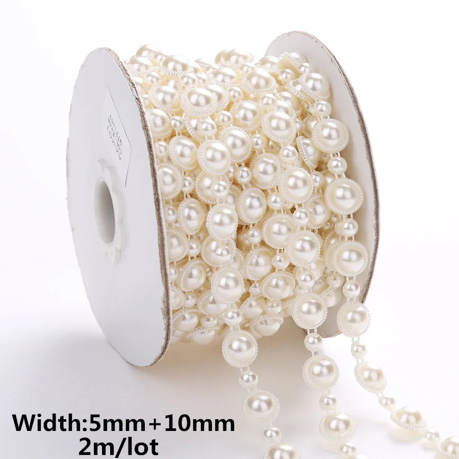 1meter/2meter ABS Imitation Pearl Beads Chain Banding Trims Sewing for DIY Wedding Party Craft Headband 26 designs choose