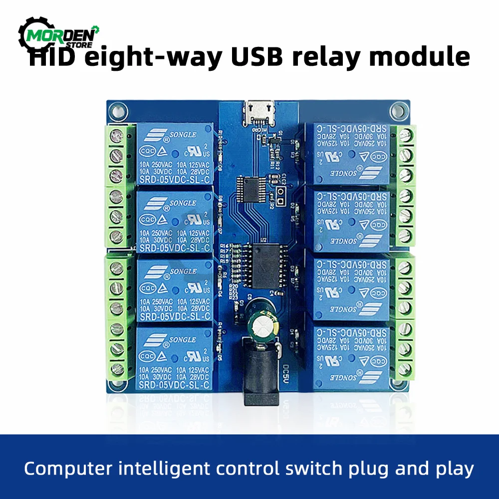 HID Drive Free USB Control Switch Relays Board 8-Channel 5V Relay Module  Power Supply for Electrical Appliance Dropship