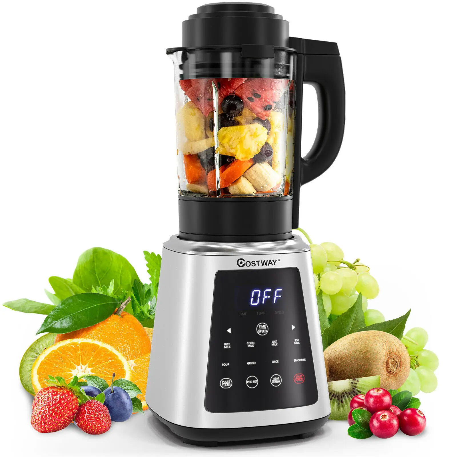 Costway Professional Countertop Blender 8-in-1 Smoothie Soup Blender with Timer