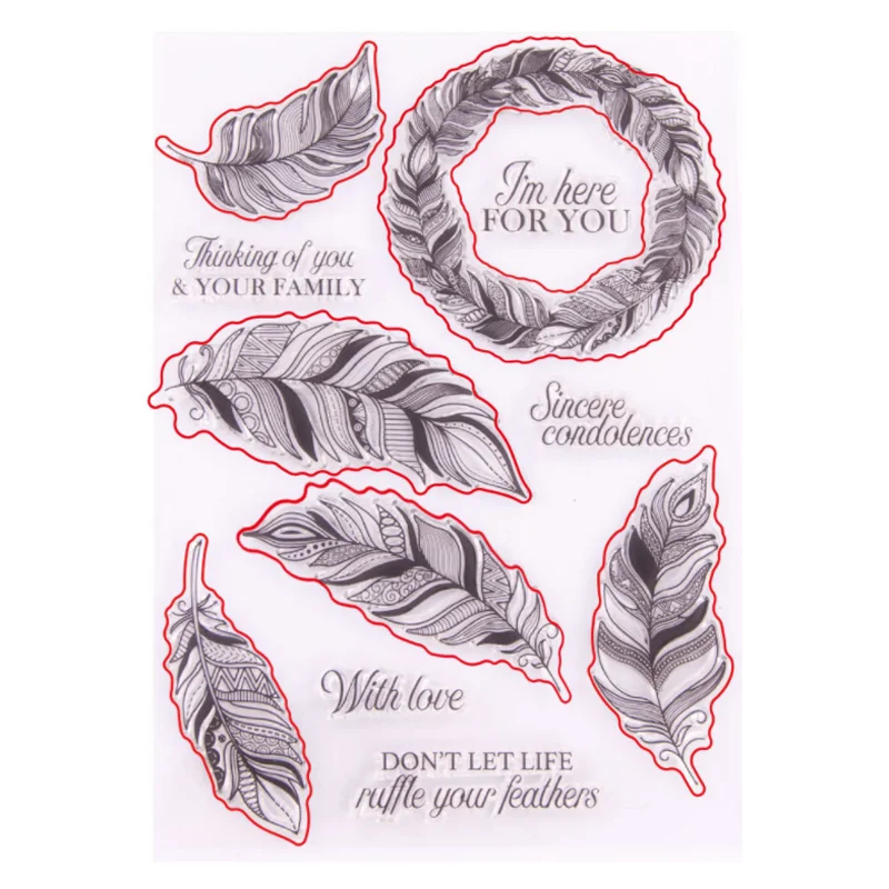 1 folhas bonito pena silicone selo claro diy scrapbook diário coloração gravação álbum decoração de borracha artesanal reutilizável