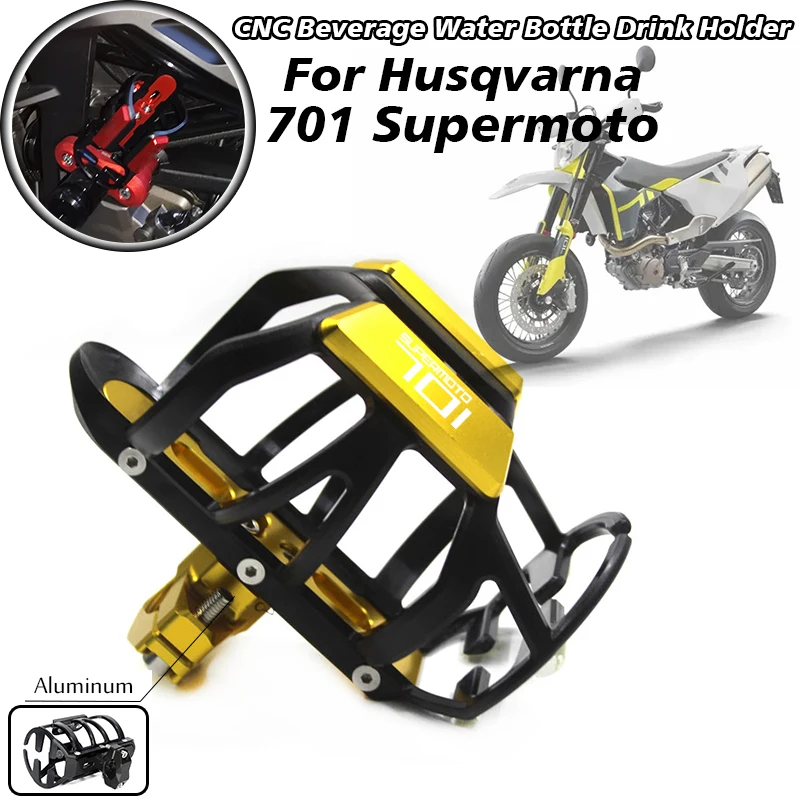 

For Husqvarna 701 Supermoto Motorcycle CNC Beverage Water Bottle Drink Holder