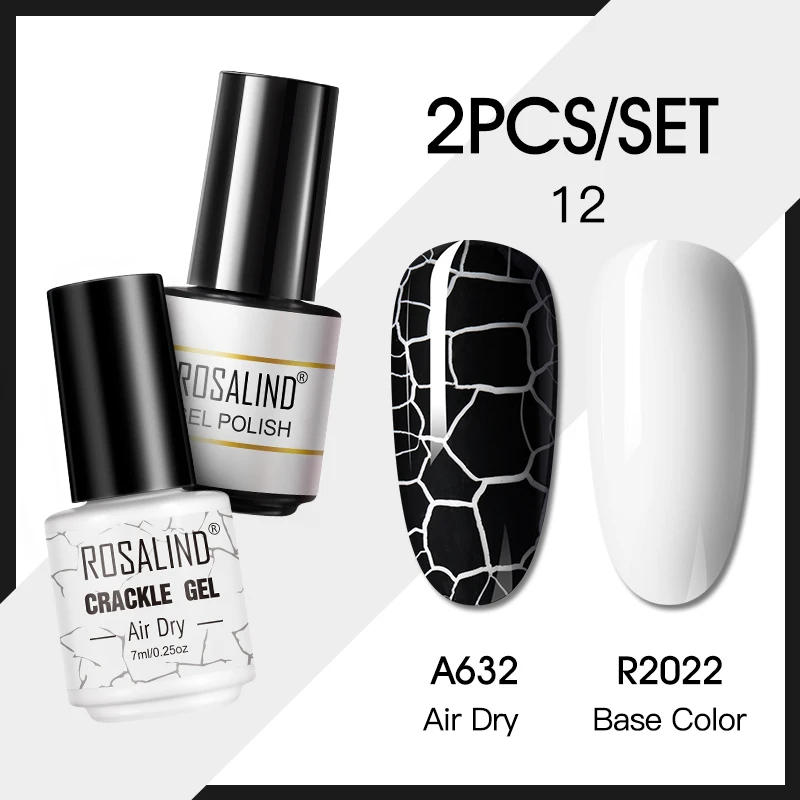 Rosalind 2/4 Pcs Crackle Gel Kit Air Droge Behoefte Basic Kleur Gel Lak Alle Voor Manicure Nagellak Set Base top Coat Nails Art